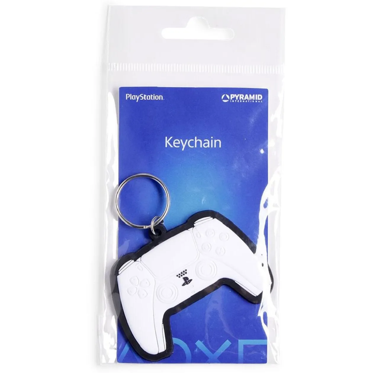 Porte-clé forme manette de PlayStation caoutchouc blanc