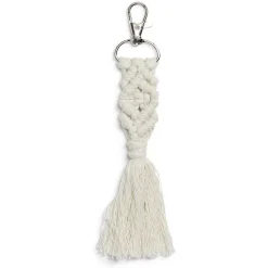 Porte clé pompon macramé avec mousqueton - 3 coloris