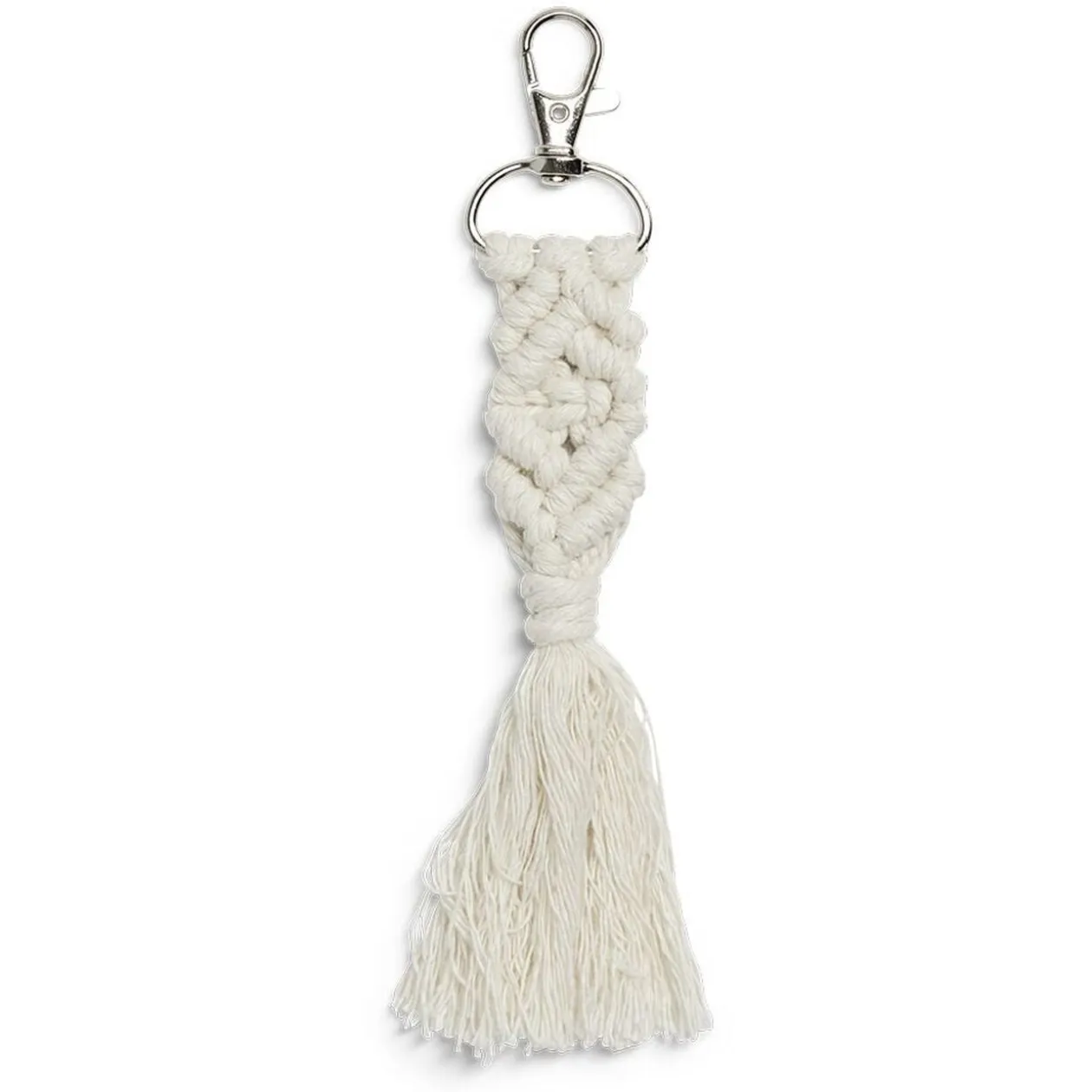 Porte clé pompon macramé avec mousqueton - 3 coloris