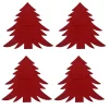 Porte-couverts en feutrine rouge x4