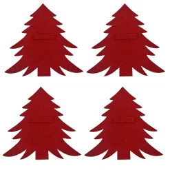 Porte-couverts en feutrine rouge x4