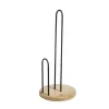 Porte essuie tout fer noir et base bambou Ø15xH34cm