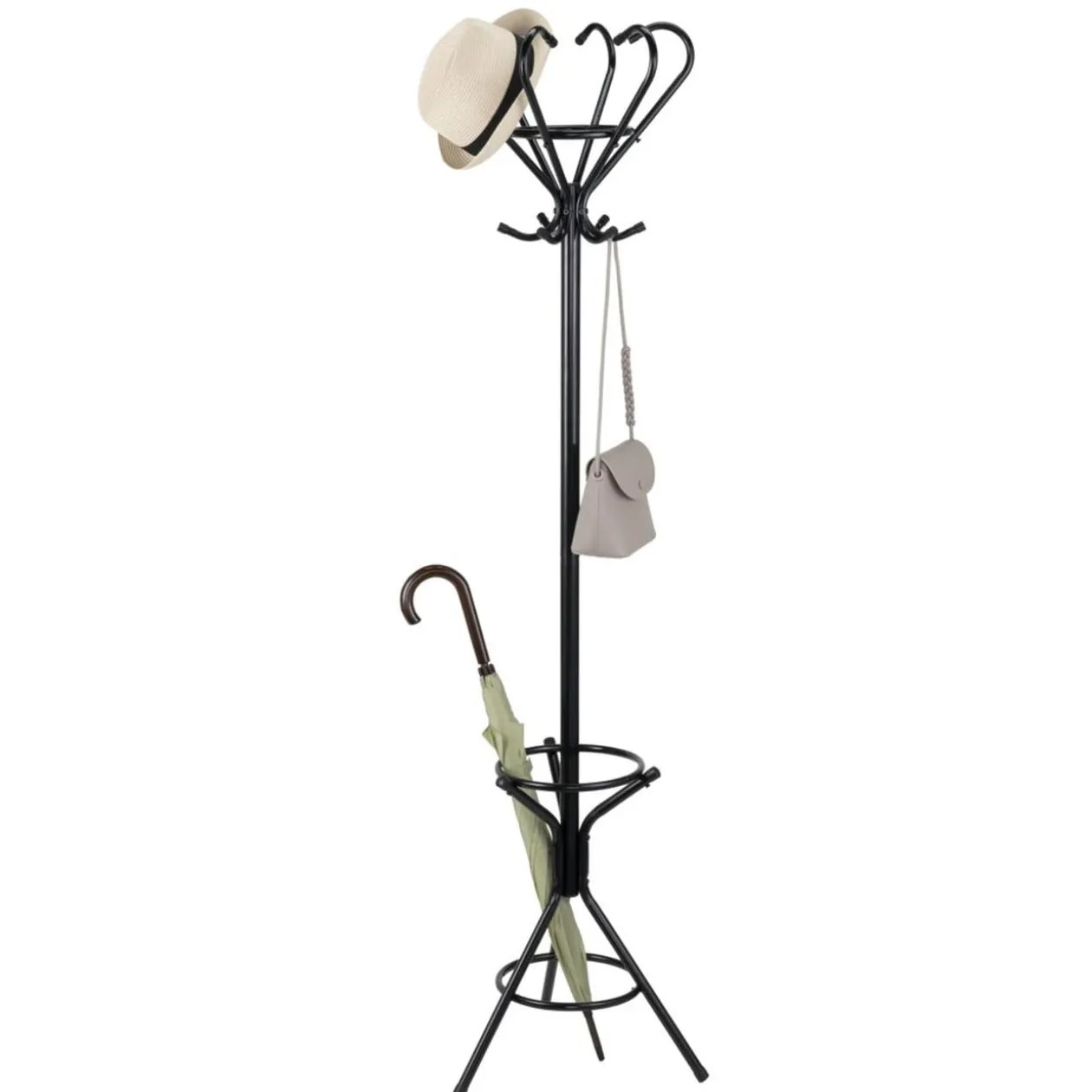 Porte manteau à poser métal noir rétro Ø27xH184cm