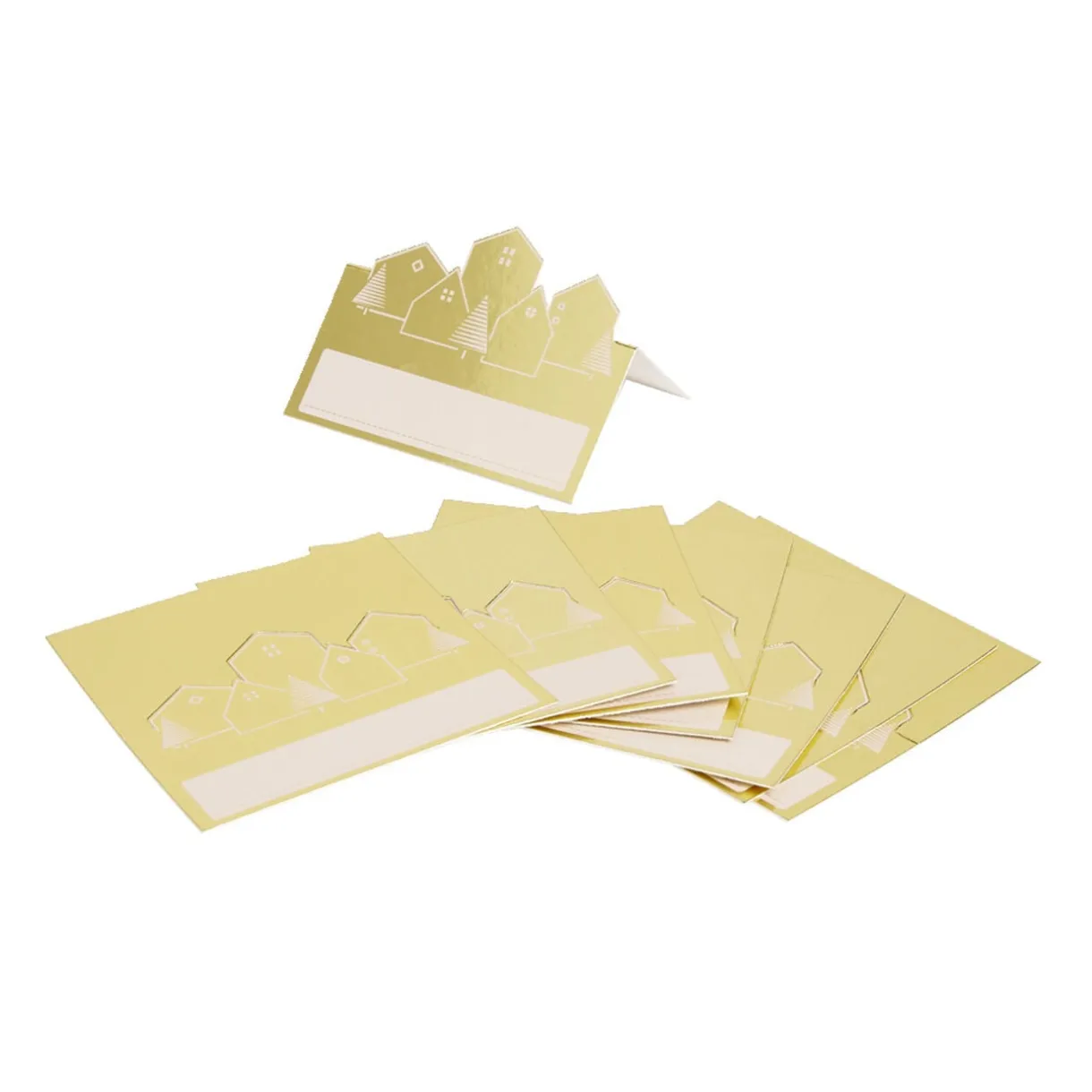 Porte nom Noël en papier doré motifs sapins et maisons 8 pièces < Gifi Outlet