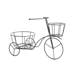 Porte plante en métal noir forme vélo tricycle 44x20xH28cm