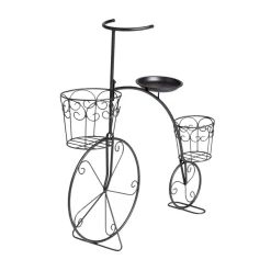 Porte plante forme vélo style rétro en métal noir 70xH71x23cm