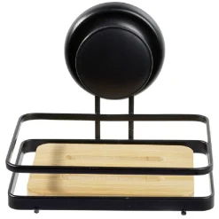 Porte savon bambou métal noir < Gifi