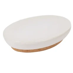 Porte savon céramique blanc avec fond liège < Gifi New