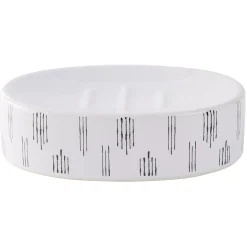 Porte-savon céramique motif blanc et noir 13x8,5xH3cm < Gifi Discount