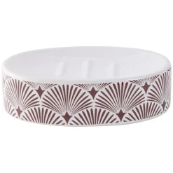 Porte-savon céramique motif vague japonaise blanc et rouge 13x8,5xH3cm < Gifi Clearance