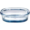 Porte-savon en verre transparent bleu 13,3x9,8xH3,8cm