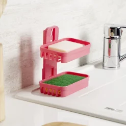 Porte savon 2 niveaux plastique (2 modèles blanc ou rose) < Gifi Outlet