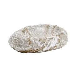 Porte-savon ovale effet pierre plastique gris et marron 9x11,5cm