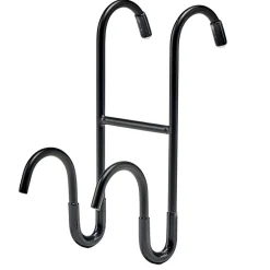 Porte serviette double crochet à suspendre en métal noir 5,3x9,5xH12,5cm < Gifi