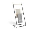 Porte-serviette 3 niveaux bambou et métal noir 40x43xH91cm