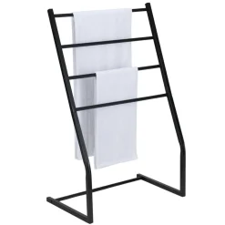 Porte-serviette à poser 4 niveaux métal noir 60x36xH95cm