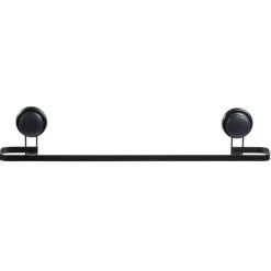 Porte serviette à ventouses métal noir L.60 cm