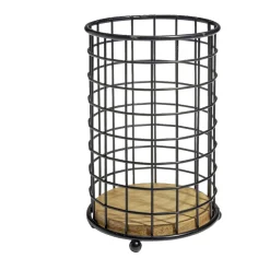 Porte ustensiles bambou et métal noir Ø11,3xH17cm < Gifi Online