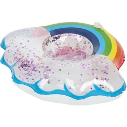 Porte verre gonflable arc-en-ciel à paillettes 20x20cm