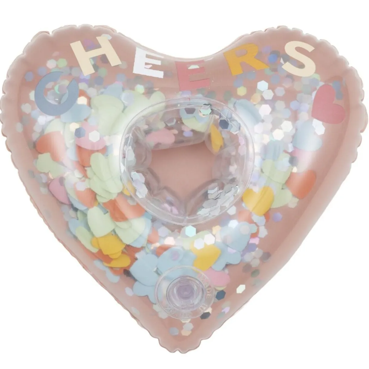 Porte-verre gonflable Funky forme coeur intérieur paillettes multicolores 17x20cm < Gifi Online