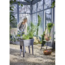 Potager sur pied effet serre Gary plastique gris 59x39xH86,5cm