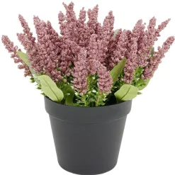 Pot bruyère et rose artificiel Ø16xH25cm