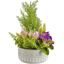 Pot ciment fleur et plante artificielle Ø18xH33cm < Gifi Discount