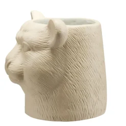 Pot ciment forme tête de tigre beige Ø13xH13,5cm < Gifi New