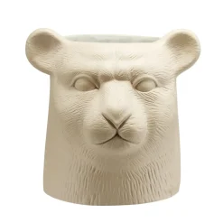 Pot ciment forme tête de tigre beige Ø13xH13,5cm < Gifi New