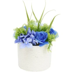 Pot corde rose et hortensia artificiel Ø20xH22cm < Gifi New