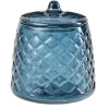 Pot à coton en verre transparent bleu