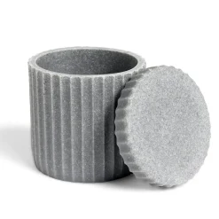 Pot à coton Ø9x10cm plastique effet ciment gris