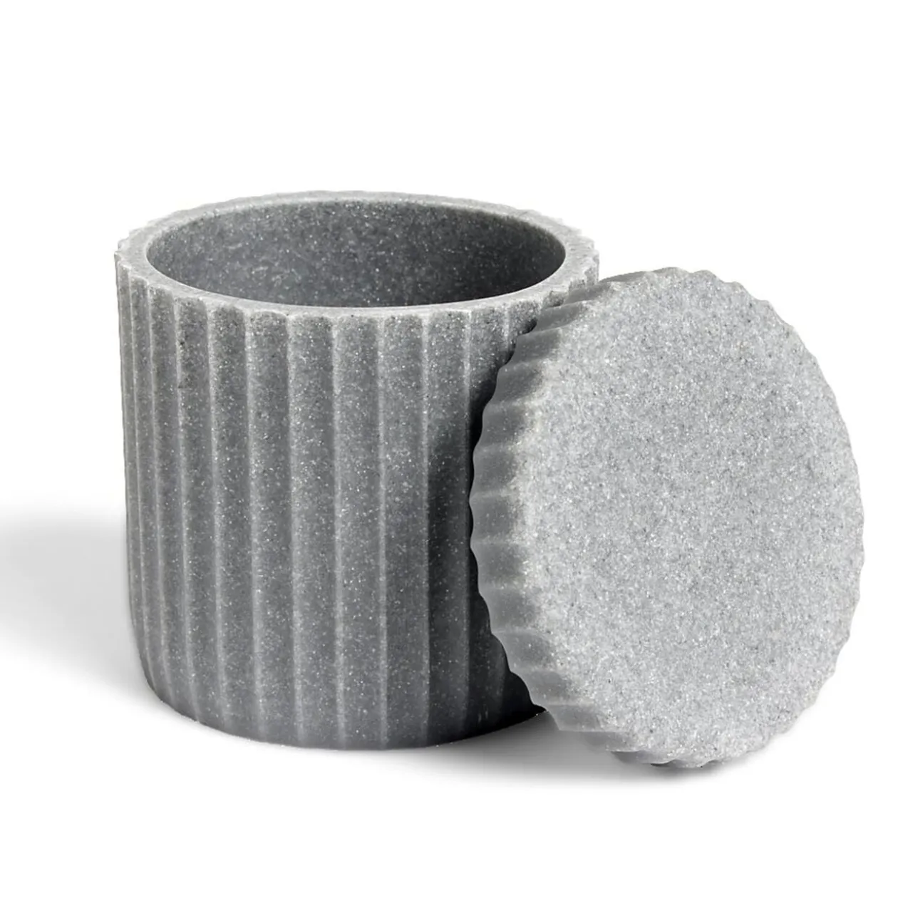 Pot à coton Ø9x10cm plastique effet ciment gris