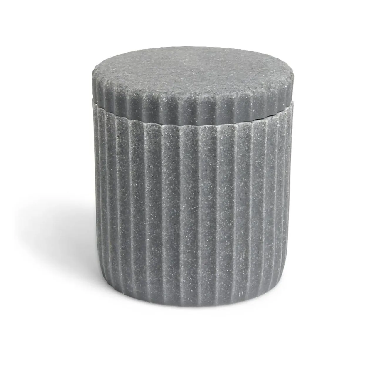 Pot à coton Ø9x10cm plastique effet ciment gris