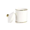 Pot céramique avec couvercle en blanc et bord doré Ø11,5xH17,5cm
