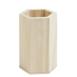 Pot à crayon en bois hexagonal à personnaliser Ø7,5x10cm < Gifi New