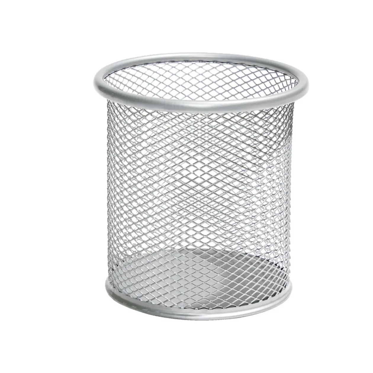 Pot à crayon métal mesh gris Ø9,5xH9cm