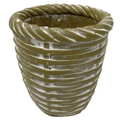 Pot de ciment rond contour aspect tressé