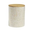 Pot de conservation 1,2L grès motif feuillage couvercle bambou Ø12xH14,5cm