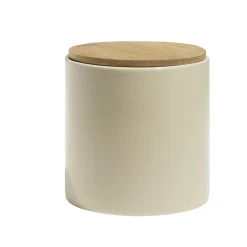 Pot de conservation 500ml grès carreaux de ciment couvercle bambou Ø10xH10cm < Gifi