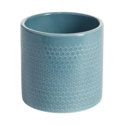Pot de fleur bleu océan motif nid d'abeille 1,29 L Ø13,5x12,3 cm - Capri