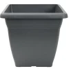 Pot de fleur carré 32L plastique gris anthracite 40x40xH36cm < Gifi