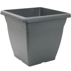 Pot de fleur carré 32L plastique gris anthracite 40x40xH36cm < Gifi