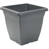 Pot de fleur carré 17L plastique gris anthracite 32x32xH30cm