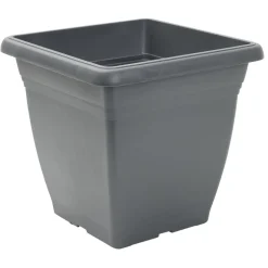 Pot de fleur carré 17L plastique gris anthracite 32x32xH30cm