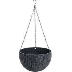 Pot de fleur rond à suspendre plastique noir Ø26xH66cm < Gifi Online