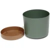 Pot de jardin Tubo plastique vert avec soucoupe marron Ø39cm