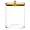 Pot de rangement pour coton tige avec couvercle bambou Ø6,5xH9,5cm