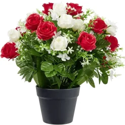 Pot de rose rouge et blanche artificielle Ø50xH50cm