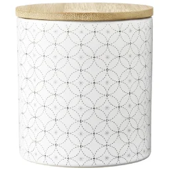 Pot en céramique blanc à motif gris avec couvercle en bois H10,5 cm < Gifi Online